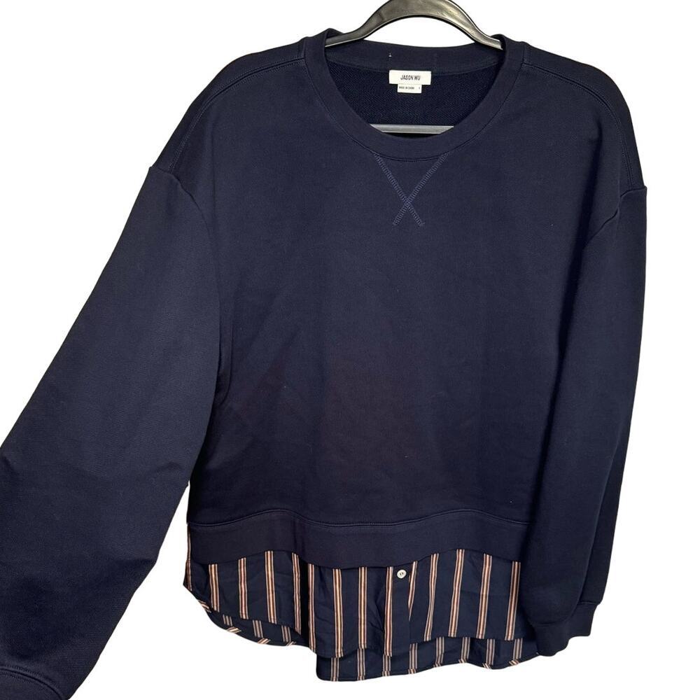 Jason Wu Crewneck Combo Striped Button Down Sweat… - image 6